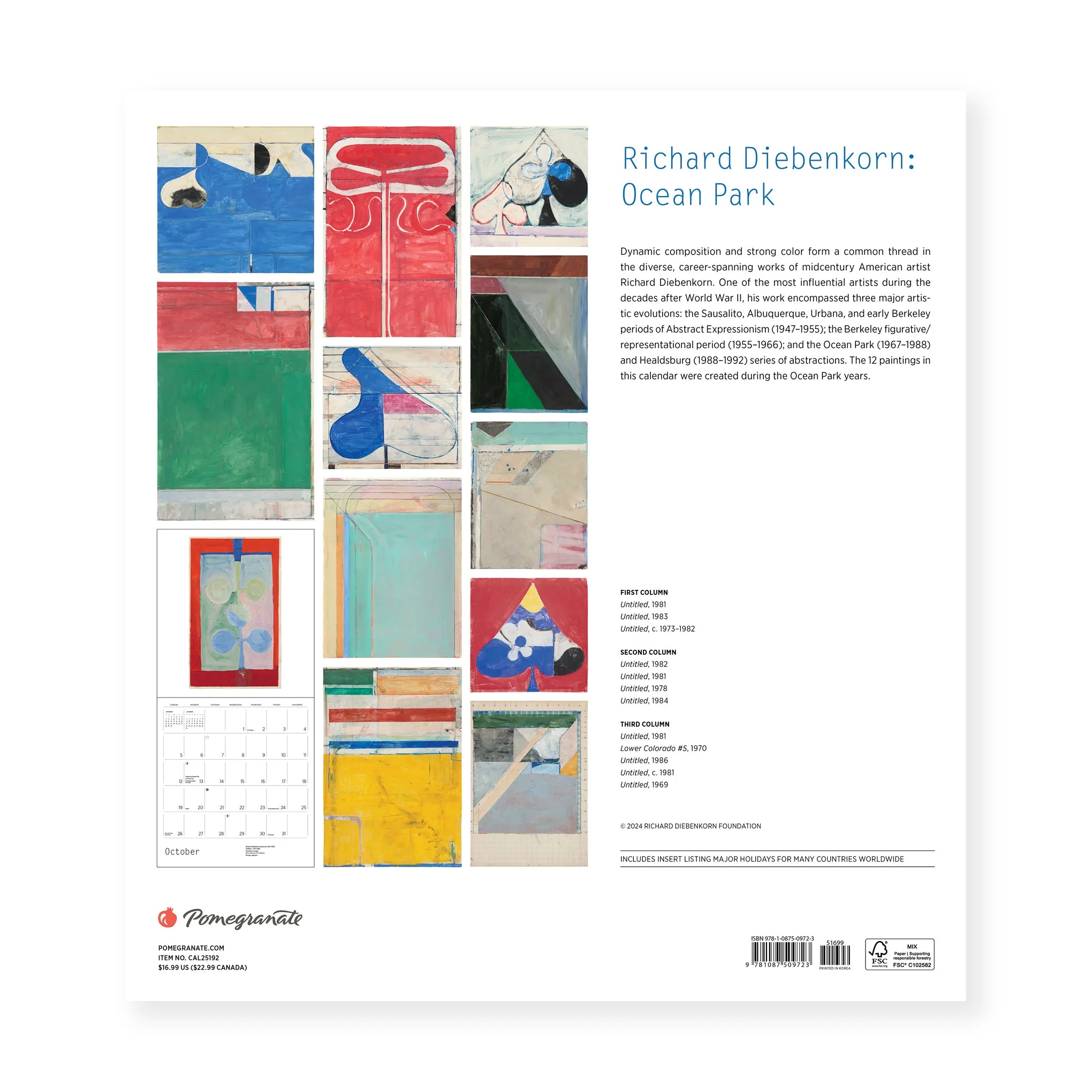 2025 Richard Diebenkorn Wall Calendar