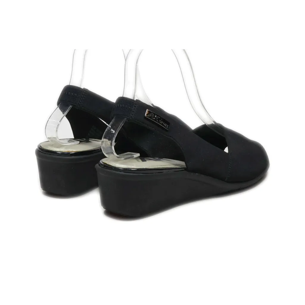 Anne Klein Sport Wedge Sandals Fabric Black Colour For Women