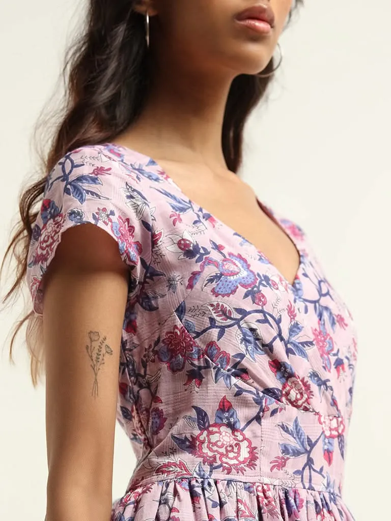 Bombay Paisley Lilac Cap Sleeved Cotton Dress