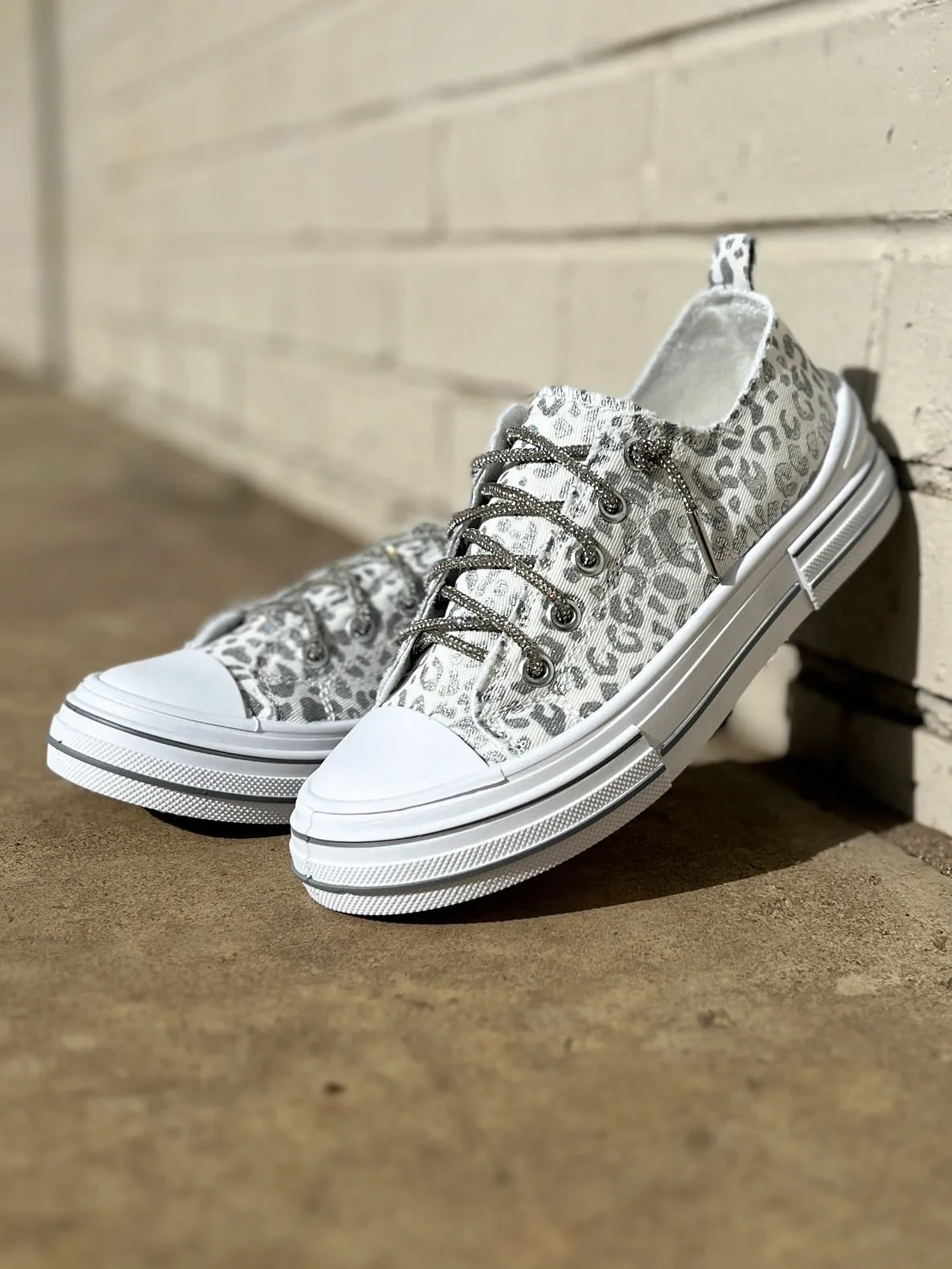 Can I Get An Aman White Leopard Sneakers
