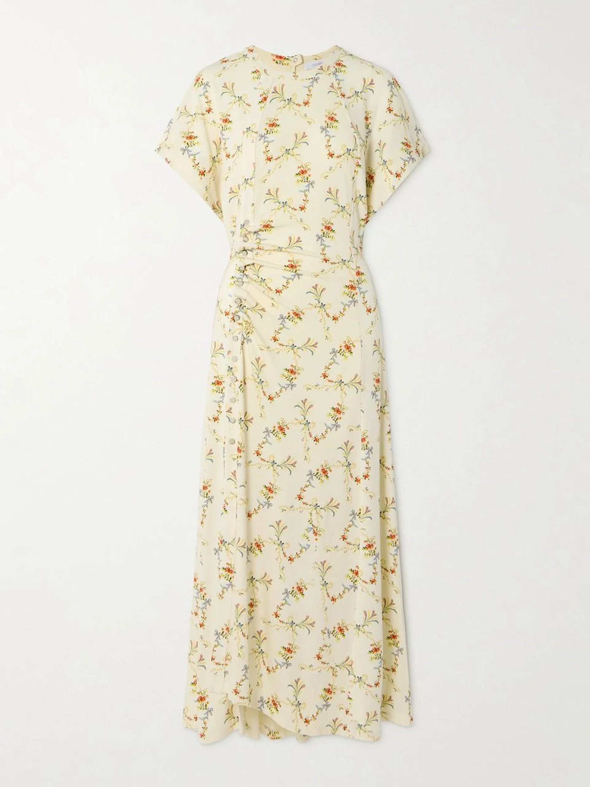 Embellished floral-print stretch-satin maxi dress