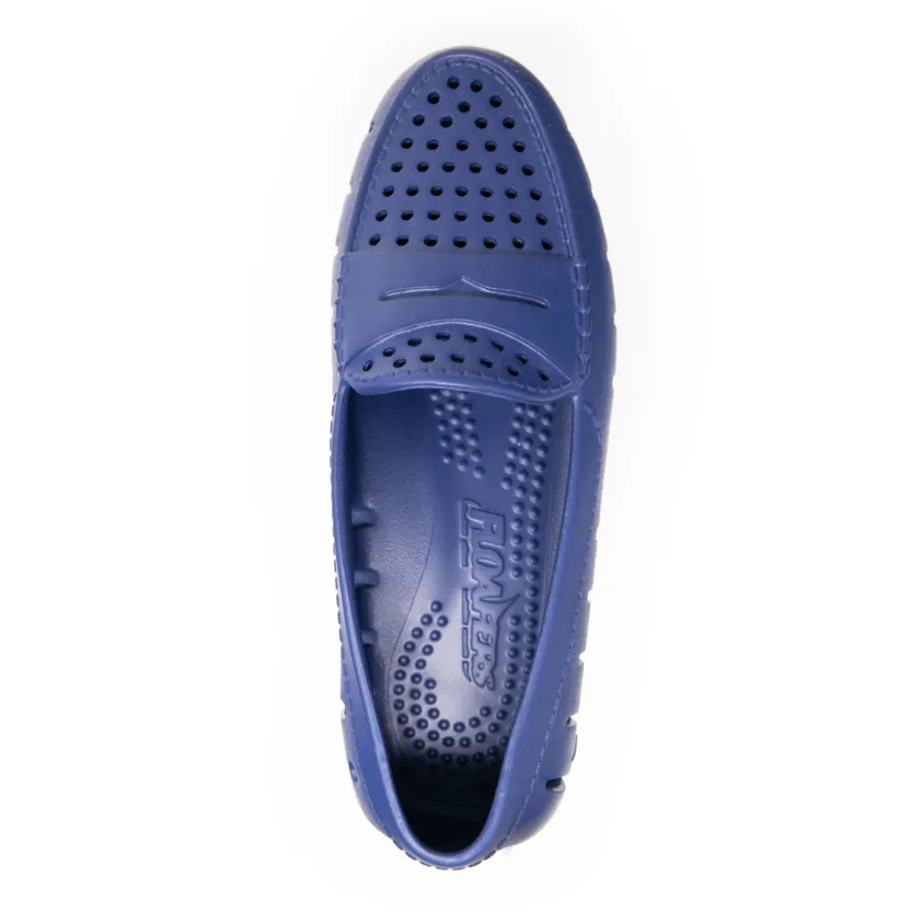 Floafers Women's Posh Driver Loafers- Navy Peony/ White