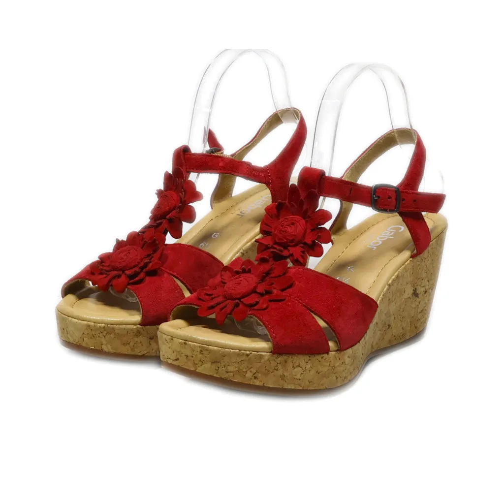 Gabor Wedge Sandals Suede Red Colour For Women