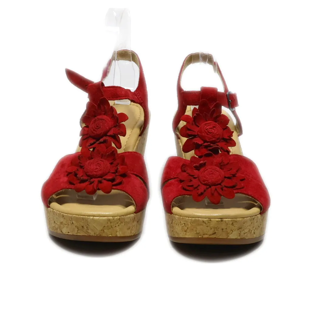 Gabor Wedge Sandals Suede Red Colour For Women
