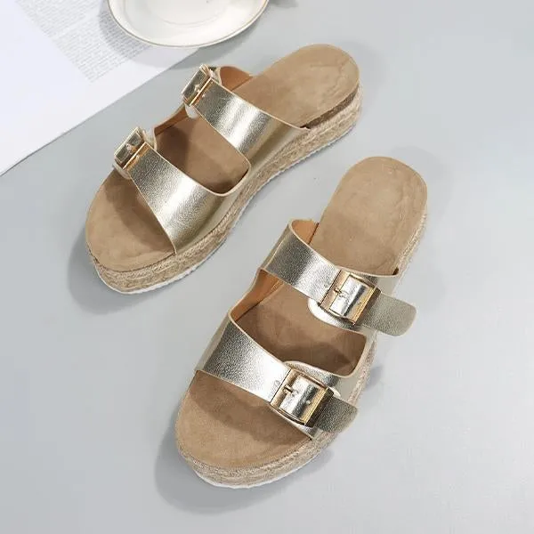 Women's Casual Belt Buckle Espadrille Slippers 18578029S