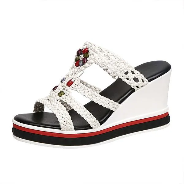 Women's Fashion Open Toe Hollow Wedge Slippers 08357117C